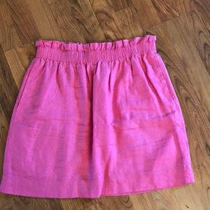 Pink linen paper bag waist skirt
